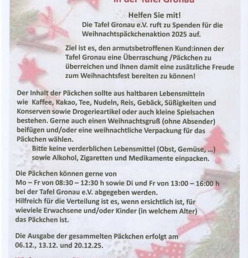 Weihnachtspäckchen-Aktion